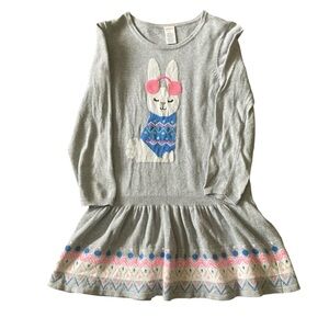 Gymboree Snowflake Fun Girls 10 Gray ‎ Heather Bunny Sweater Dress Drop Waist